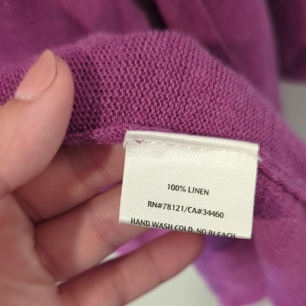 Eileen Fisher Linen Cardigan Open Front‎ Raspberry size Small - Picture 4 of 7